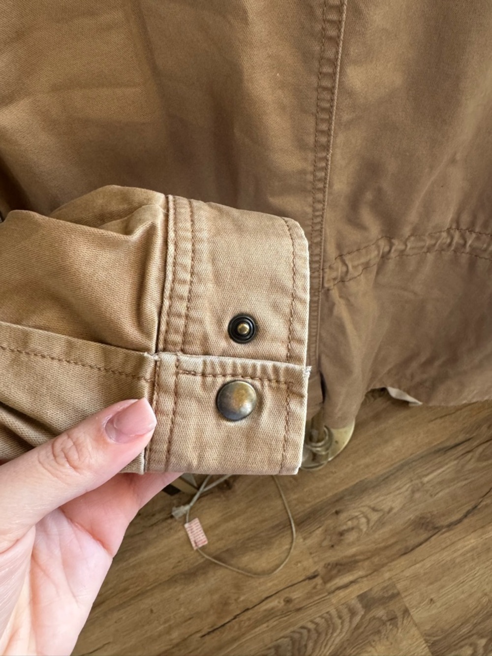 L.L. Bean Classic Utility Field Jacket - Tan Khaki - Plaid Flannel Lined | Small - Picture 5 of 10